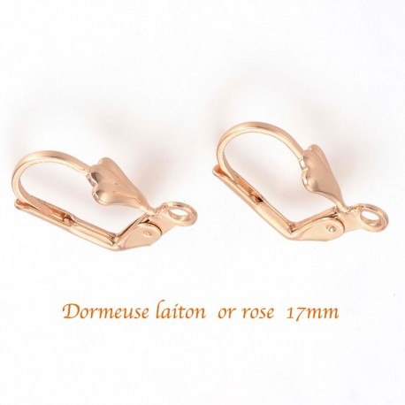 20 boucles d'oreille dormeuse laiton or rose 17x5mm