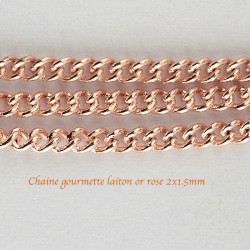 1 mètre chaine gourmette laiton or rose1,5mm