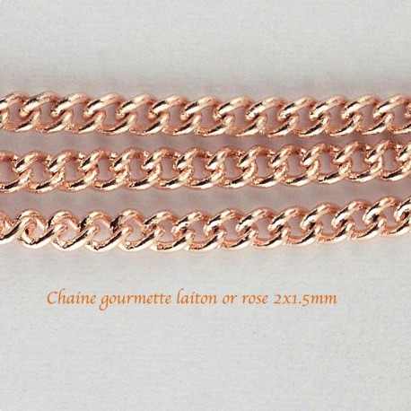 1 mètre chaine gourmette laiton or rose1,5mm