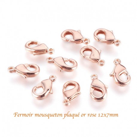10 fermoirs mousquetons laiton plaqué or rose 12x7mm