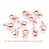 10 fermoirs mousquetons laiton plaqué or rose 12x7mm