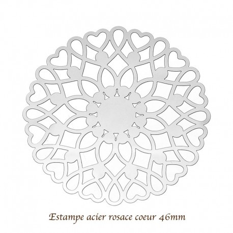 4 Estampes acier inoxydable rosace coeur 46mm