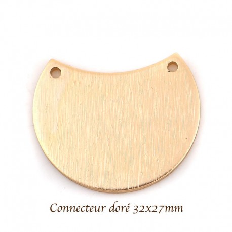 2 pendentifs connecteur croissant lune doré 32x27mm