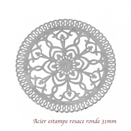 2 estampes acier rosace fleur 31mm