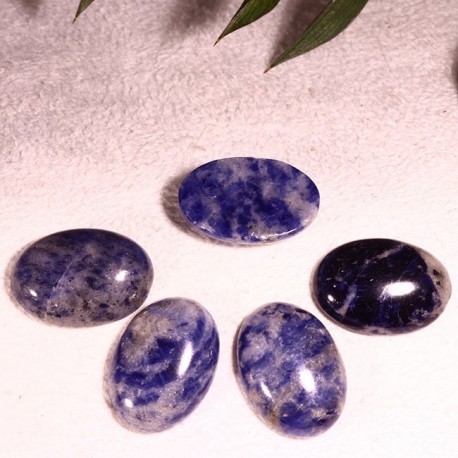 1 cabochon pierre véritable sodalite bleu/blanc  non teinté 13x18mm