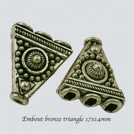 6 Perles tibétaine bronze triangle 17x14mm
