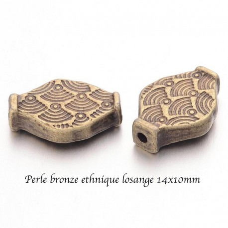 10 perles intercalaire losange bronze ethnique 14x10mm