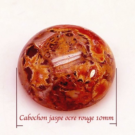 2 cabochons pierre jaspe léopard brique 10mm