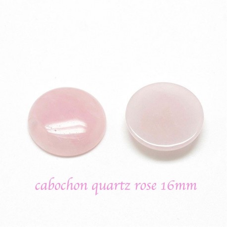 2 cabochon pierre semi précieuse quartz rose 16mm