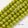 10 perles jade ronde 6mm chartreuse  paillette or
