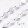 20cm chaine laiton losange plaqué platine 6x8x0,4mm