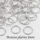 100 anneaux jonction ouvert argent platine 8mm