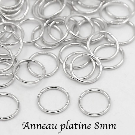 100 anneaux jonction ouvert argent platine 8mm