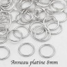 50 anneaux jonction ouvert argent platine 8mm