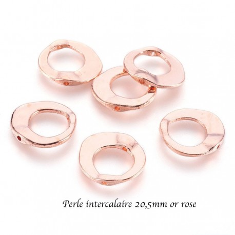 10 perles intercalire irrégulière ronde or rose 20.5mm