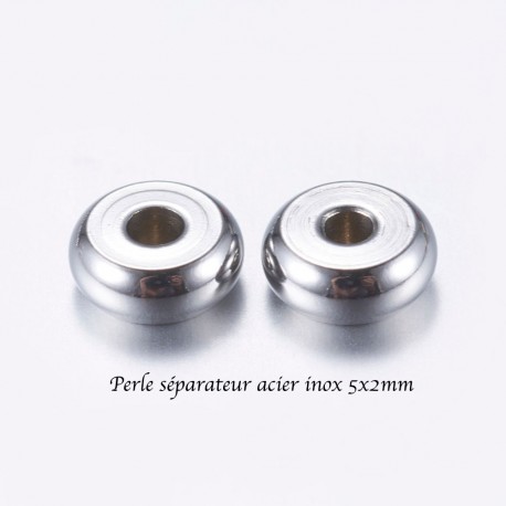 20 perles séparateur acier inoxydable 316L plate 5x2mm