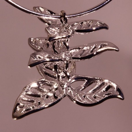 2 Connecteurs laiton plaqué argent 3 pétales fleurs 19x15mm