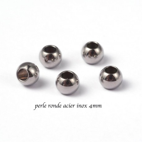 20 perles intercalaire ronde acier inoxydable 4x3mm