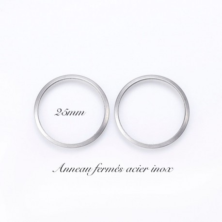 10 anneaux acier inoxydable fremé couleur acier 25mm