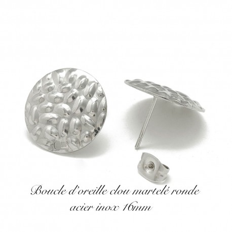 4 clous oreille acier inoxydable rond grain de  blé 16mm