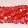 20 perles rondelle  en verre facetté rouge prisme doré 10mm