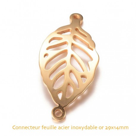1connecteur grande feuille acier inoxydbale 316L 29x14mm