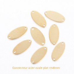 10 connecteurs acier inoxydable or ovale plat 17x8mm