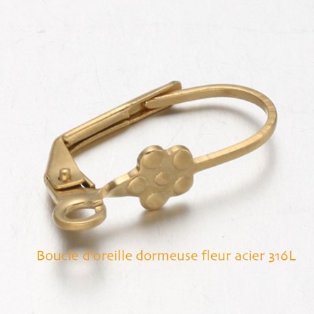 4 supports boucles d'oreille dormeuse acier or 316L