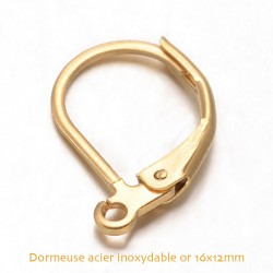 4 boucles d'oreille dormeuse acier or
