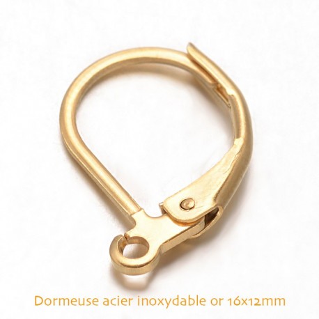 4 boucles d'oreille dormeuse acier or