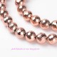 4 perles hématite plaqué or rose ronde facette 8mm