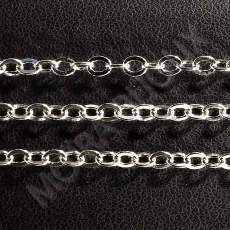 1M chaine SOUDÉE CH029Y laiton argent clair  maillon  3,5x2,5mm