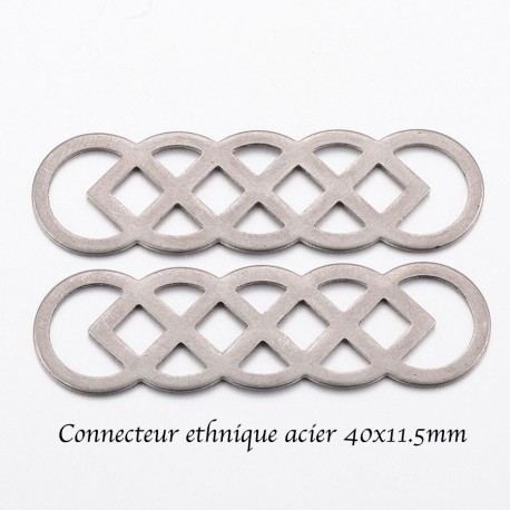 8 connecteurs ethnique acier inoxydable ovale 40x11.5mm