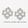 4 fleurs acier inoxydable connecteur trèfle 21x16mm