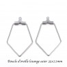4 boucles d'oreille créole acier inoxydable losange 35x22mm