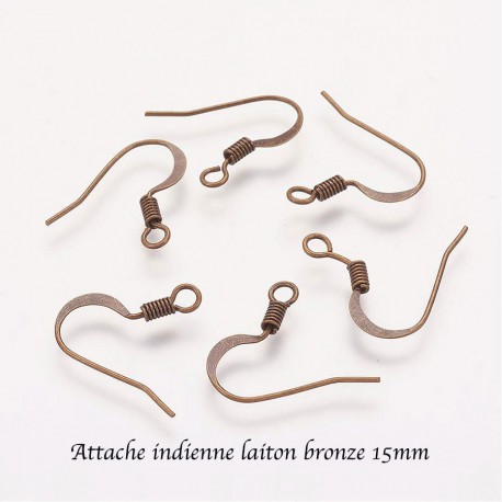 30 attaches boucle d'oreille crochet laiton bronze 15mm