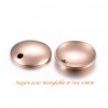 10 breloques sequin rond acier or rose 10mm