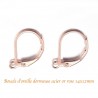 1 Paire  boucle d'oreille dormeuse acier plaqué or rose 14x12mm