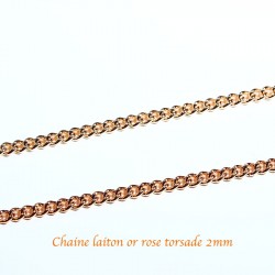1 M Chaine laiton or rose torsade soudée 2mmx0,6mm