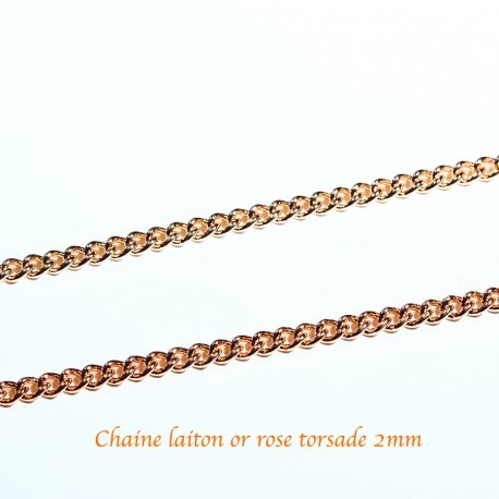 1 M Chaine laiton or rose torsade soudée 2mmx0,6mm