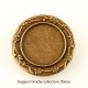 1 Support broche cabochon rond fleur bronze 20mm +cabochon