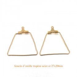 4 Boucles d'oreille créole trapèze acier or 26mm