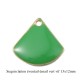 4 breloques sequin laiton éventail émail vert 13x12mm