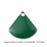 4 breloques sequin laiton éventail émail vert bouteille 13x12mm