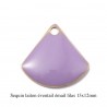 4 breloques sequin laiton éventail émail  lilas 13x12mm