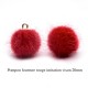 5 breloques pompon fourrure rouge calotte or 20mm