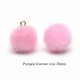 5 breloques pompon fourrure rose  calotte or 20mm