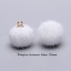 5 breloques pompon fourrure blanc  calotte or 20mm