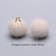 5 breloques pompon fourrure crème calotte or 20mm