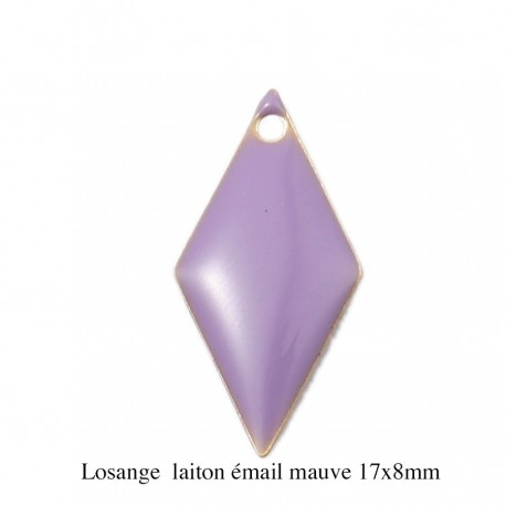 sequin laiton x4 émaillés mauve  losange 17x8mm